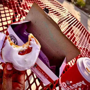 Crème cheese Donut w a HOT Cappuccino