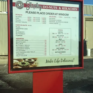 Their menu and prices