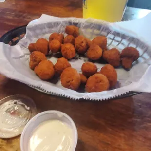 Our appetizers we fried mushrooms and the were great