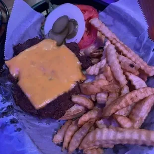 My lady's Shipley Burger with cheese