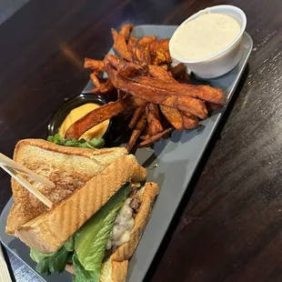 Smash Bacado and SWEET POTATO FRIES