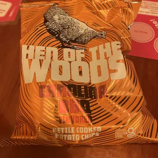 a bag of woodie potato chips