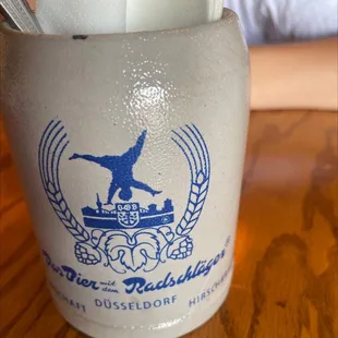 a cup with a spoon in it