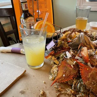Crabs and an orange crush. Perfect!