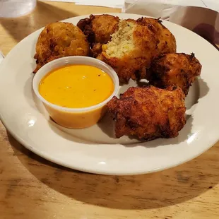 Corn and crab fritters with remoulade. Very tasty!