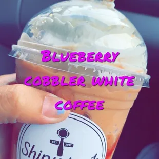 Omg my new love!! Blueberry Cobbler White coffee!!!!!!!MUST try it!