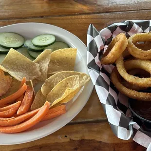 Pimento Cheese Plate and Onion Rings