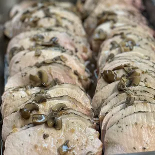 sliced pork with mushrooms