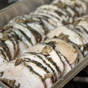 a pan of chicken breasts