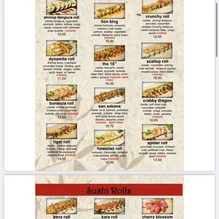 the menu of the restaurant