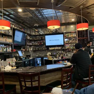 Full bar with TVs
