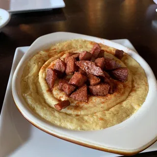 Warm Hummus with Cured Beef