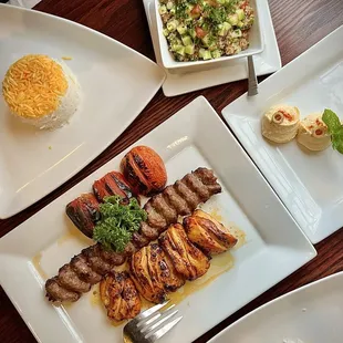 Ground Beef Kabob (Koobideh Kabob) Spicy Chicken Tabuli Hummus - exceptional