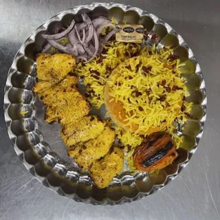 Zereshk Polo and Chicken Kabab