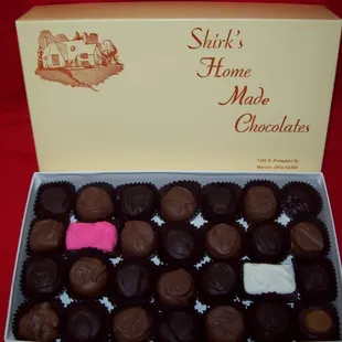 One pound Assortment. Milk and Dark Chocolates. 30 different pieces. Our Best seller!