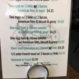 a menu