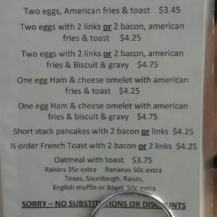 Breakfast Menu