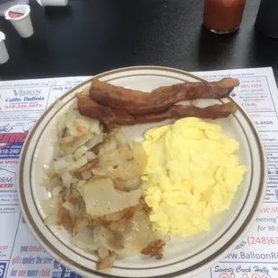 Breakfast this morning.  French toast for her and special for me.  Always great.
