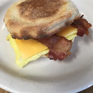 Egg, cheese and bacon sandwich