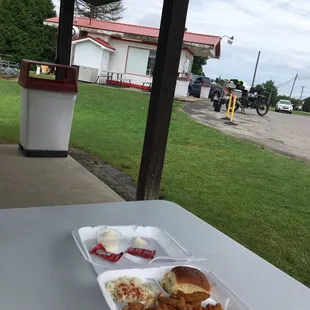 Clam dinner under cover in pavilion ....