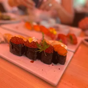 Salmon eggs and uni.