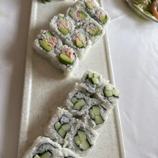 Cucumber  roll and crab salad California Roll