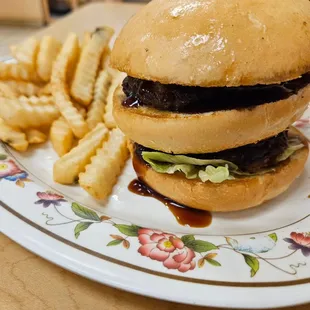Double Teri burger with fries