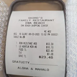 Bill given to us at our table. Go to cashier desk to pay.