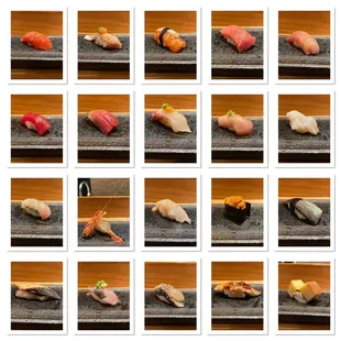 21-course sushi omakase (only showing 20 - the first one was a hand roll, not in the picture)