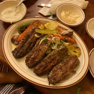 Lamb and veggies  Shish Kabob Dinner