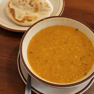 Crushed Lentil Soup and fresh bread.
