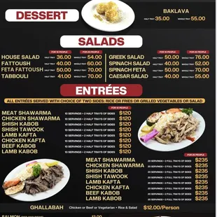 the menu for shish island