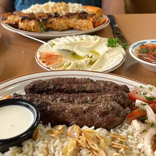 Kafta with rice & Shish Tawook with rice