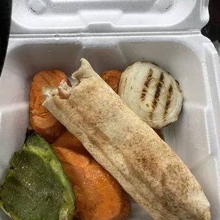 Chicken Tawook with grilled veggies, lunch special