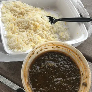 ghormeh sabzi and some basmati just incredible stew, best stew I&apos;ve ever had. My family agrees too.