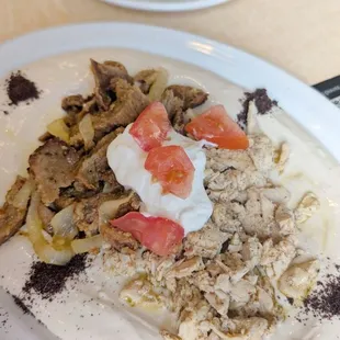 Humus and Meat Plate (with salad and pita)