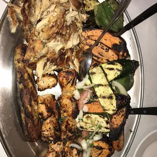 a plate of grilled vegetables