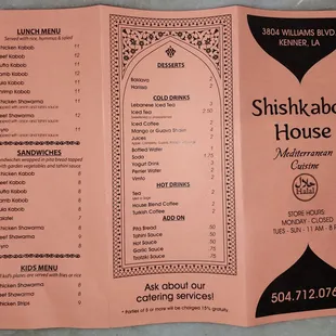 menu