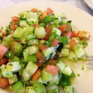 Arabia salad!!! Delicious and sat by the big screen tv. It felt like home!