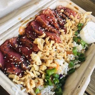 Ahi tuna dirty rice