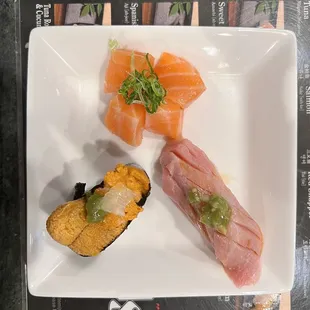 Uni, salmon and toro