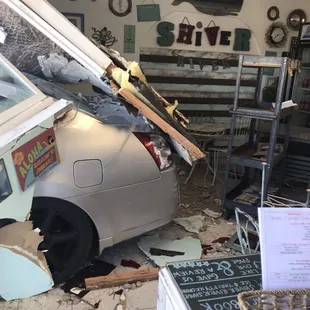 Closed for repairs after this happened 3/30/19. Reopening in about a week or so.