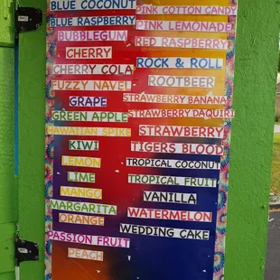 a colorful sign on the side of a building