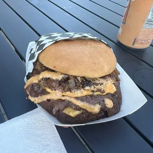 Double smash burger - add caramelized onions