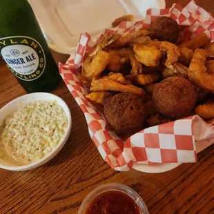 Shrimp plate with fries &amp; hush puppies