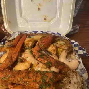 Cluster &amp; Shrimp combo. Sauce on the side