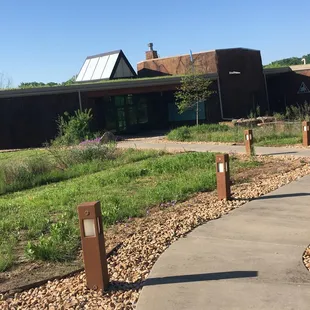 Sidewalk leading to the entrance