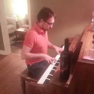 What goes better with the piano than a glass of shoe crazy wine? Nothing, nothing could be more perfect.