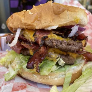 Double cheeseburger with pastrami