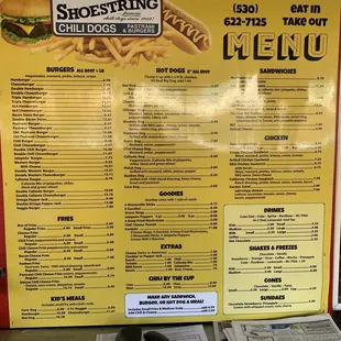 Shoestring Menu